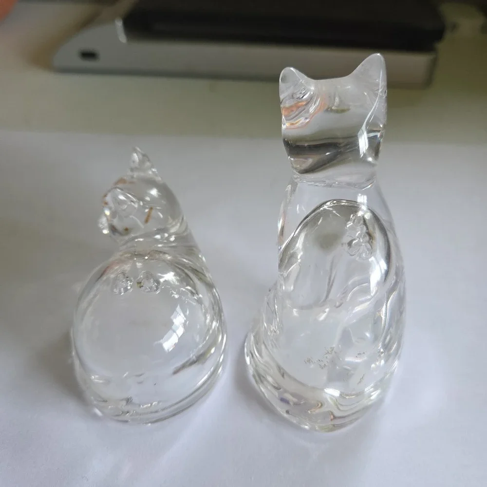 Vintage Lenox Crystal Kitty Cat Salt & Pepper Shakers Kitten Germany 1980s Glass